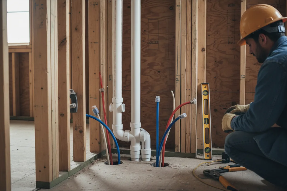 Drain and supply rough-in during Garbage Disposal Repair in Kingston